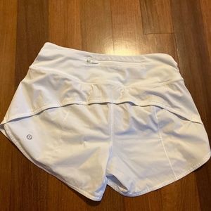 white lululemon speed up shorts size 4 4”